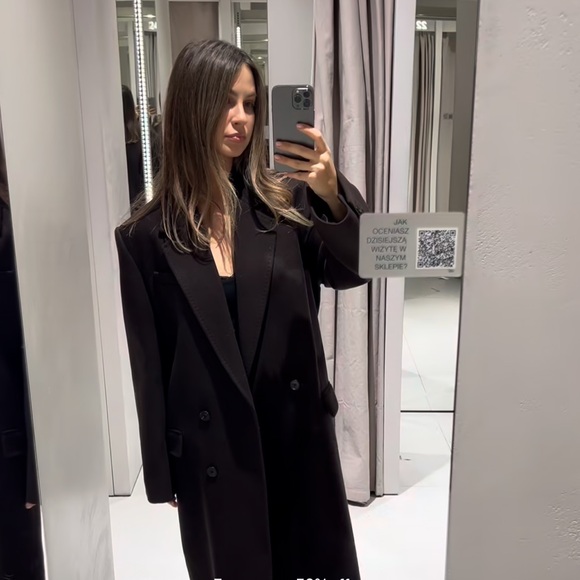 ZARA BROWN OVERSIZED DOUBLE-BREASTED WOOL COAT - Picture 3 of 15